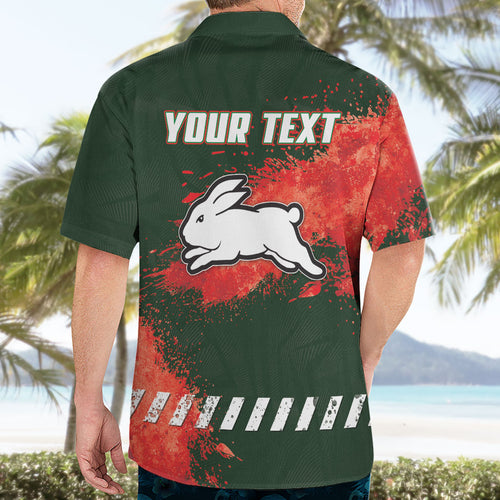 Personalised South Sydney Rabbitohs Rugby Hawaiian Shirt Rabbits Mascot - Sporty Splash Art Style