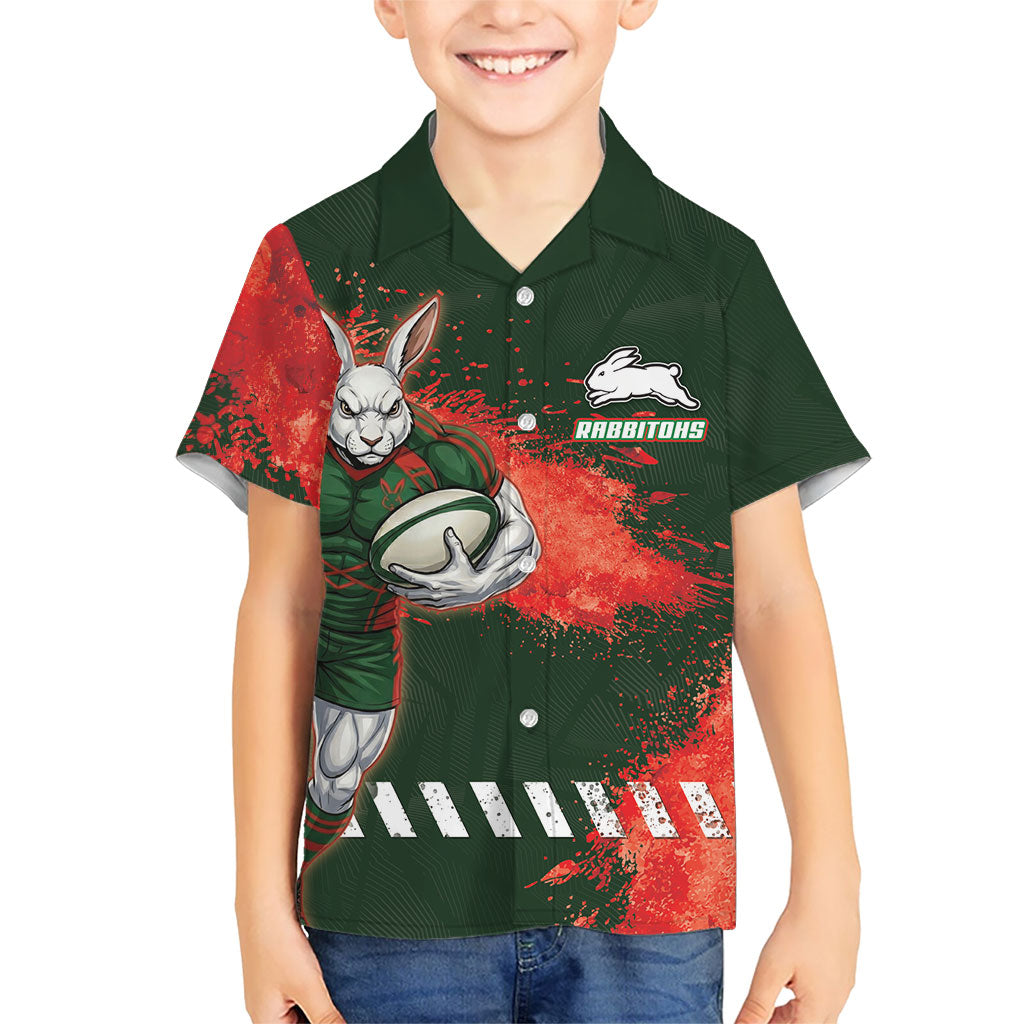 Personalised South Sydney Rabbitohs Rugby Hawaiian Shirt Rabbits Mascot - Sporty Splash Art Style