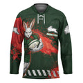 Personalised South Sydney Rabbitohs Rugby Hockey Jersey Rabbits Mascot - Sporty Splash Art Style