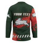 Personalised South Sydney Rabbitohs Rugby Hockey Jersey Rabbits Mascot - Sporty Splash Art Style