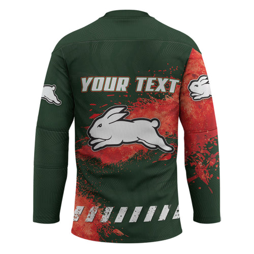 Personalised South Sydney Rabbitohs Rugby Hockey Jersey Rabbits Mascot - Sporty Splash Art Style