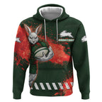 Personalised South Sydney Rabbitohs Rugby Hoodie Rabbits Mascot - Sporty Splash Art Style