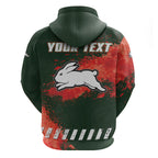 Personalised South Sydney Rabbitohs Rugby Hoodie Rabbits Mascot - Sporty Splash Art Style