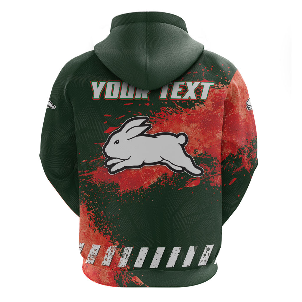 Personalised South Sydney Rabbitohs Rugby Hoodie Rabbits Mascot - Sporty Splash Art Style