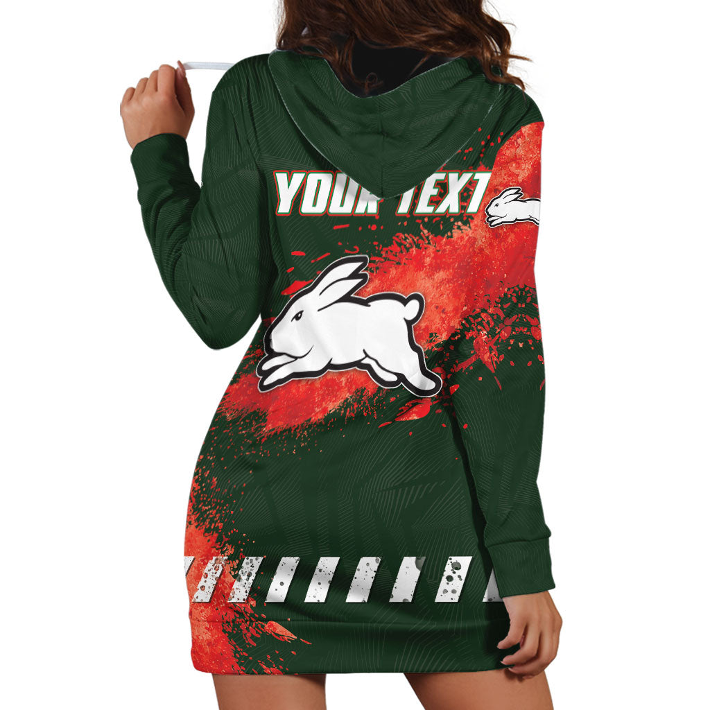 Personalised South Sydney Rabbitohs Rugby Hoodie Dress Rabbits Mascot - Sporty Splash Art Style