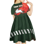 Personalised South Sydney Rabbitohs Rugby Kid Short Sleeve Dress Rabbits Mascot - Sporty Splash Art Style
