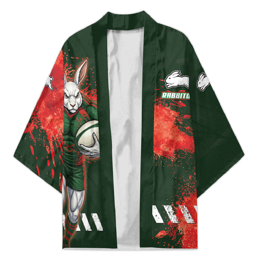 Personalised South Sydney Rabbitohs Rugby Kimono Rabbits Mascot - Sporty Splash Art Style