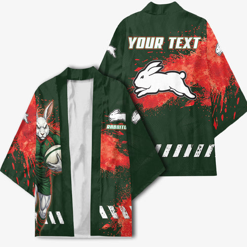 Personalised South Sydney Rabbitohs Rugby Kimono Rabbits Mascot - Sporty Splash Art Style