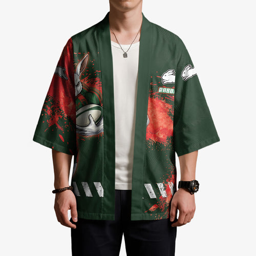 Personalised South Sydney Rabbitohs Rugby Kimono Rabbits Mascot - Sporty Splash Art Style