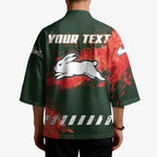 Personalised South Sydney Rabbitohs Rugby Kimono Rabbits Mascot - Sporty Splash Art Style