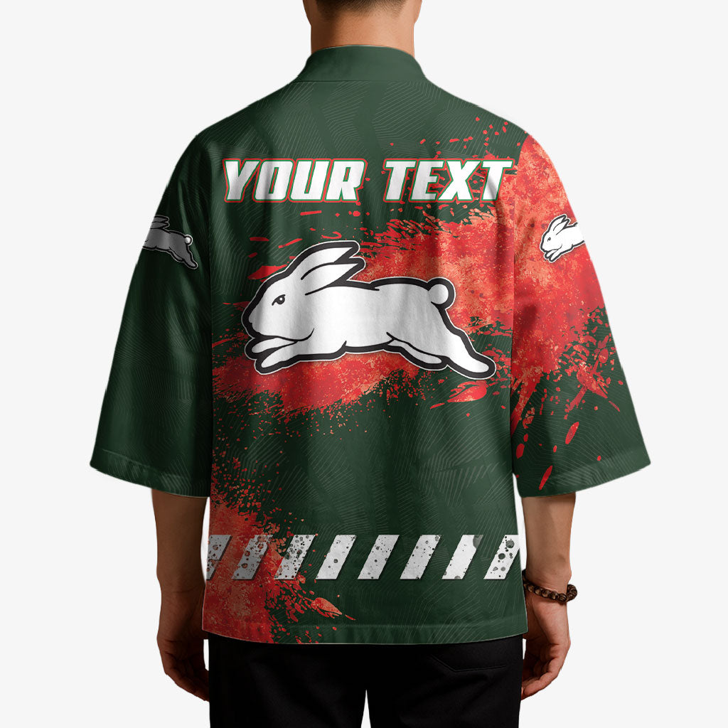 Personalised South Sydney Rabbitohs Rugby Kimono Rabbits Mascot - Sporty Splash Art Style
