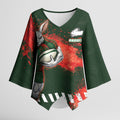 Personalised South Sydney Rabbitohs Rugby Kimono Sleeve Blouse Rabbits Mascot - Sporty Splash Art Style