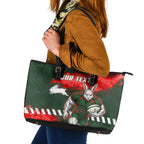 Personalised South Sydney Rabbitohs Rugby Leather Tote Bag Rabbits Mascot - Sporty Splash Art Style