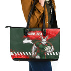 Personalised South Sydney Rabbitohs Rugby Leather Tote Bag Rabbits Mascot - Sporty Splash Art Style