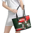 Personalised South Sydney Rabbitohs Rugby Leather Tote Bag Rabbits Mascot - Sporty Splash Art Style