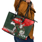 Personalised South Sydney Rabbitohs Rugby Leather Tote Bag Rabbits Mascot - Sporty Splash Art Style