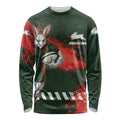 Personalised South Sydney Rabbitohs Rugby Long Sleeve Shirt Rabbits Mascot - Sporty Splash Art Style