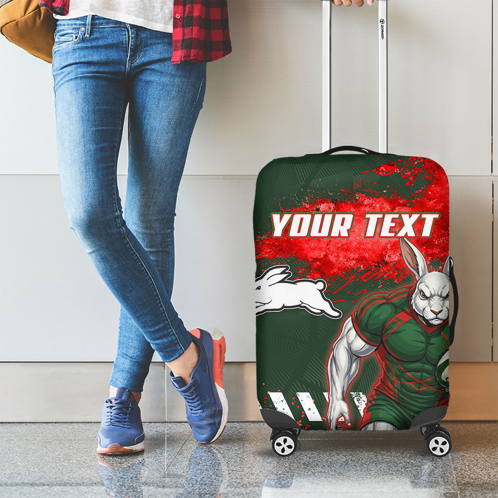Personalised South Sydney Rabbitohs Rugby Luggage Cover Rabbits Mascot - Sporty Splash Art Style