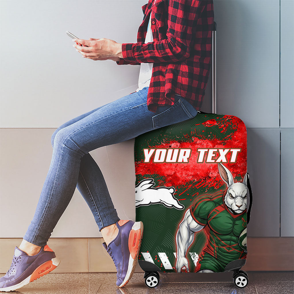 Personalised South Sydney Rabbitohs Rugby Luggage Cover Rabbits Mascot - Sporty Splash Art Style