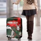 Personalised South Sydney Rabbitohs Rugby Luggage Cover Rabbits Mascot - Sporty Splash Art Style