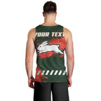 Personalised South Sydney Rabbitohs Rugby Men Tank Top Rabbits Mascot - Sporty Splash Art Style