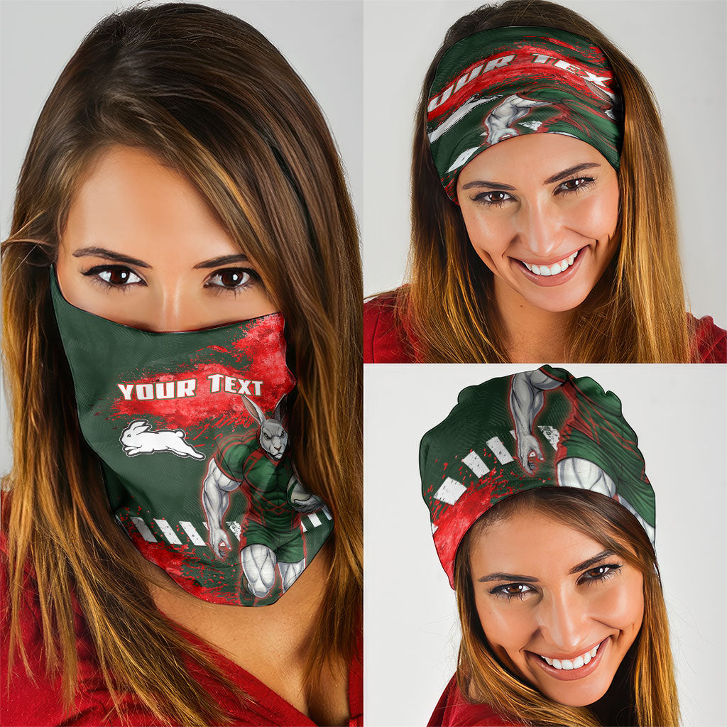 Personalised South Sydney Rabbitohs Rugby Neck Gaiter Rabbits Mascot - Sporty Splash Art Style