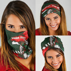Personalised South Sydney Rabbitohs Rugby Neck Gaiter Rabbits Mascot - Sporty Splash Art Style