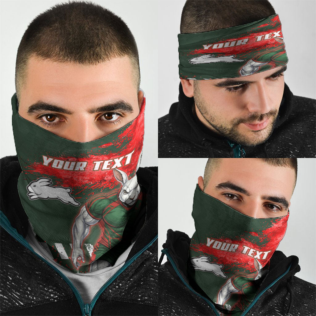Personalised South Sydney Rabbitohs Rugby Neck Gaiter Rabbits Mascot - Sporty Splash Art Style
