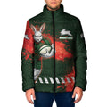 Personalised South Sydney Rabbitohs Rugby Padded Jacket Rabbits Mascot - Sporty Splash Art Style