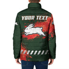 Personalised South Sydney Rabbitohs Rugby Padded Jacket Rabbits Mascot - Sporty Splash Art Style