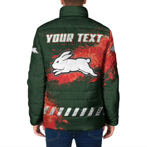 Personalised South Sydney Rabbitohs Rugby Padded Jacket Rabbits Mascot - Sporty Splash Art Style