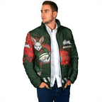 Personalised South Sydney Rabbitohs Rugby Padded Jacket Rabbits Mascot - Sporty Splash Art Style