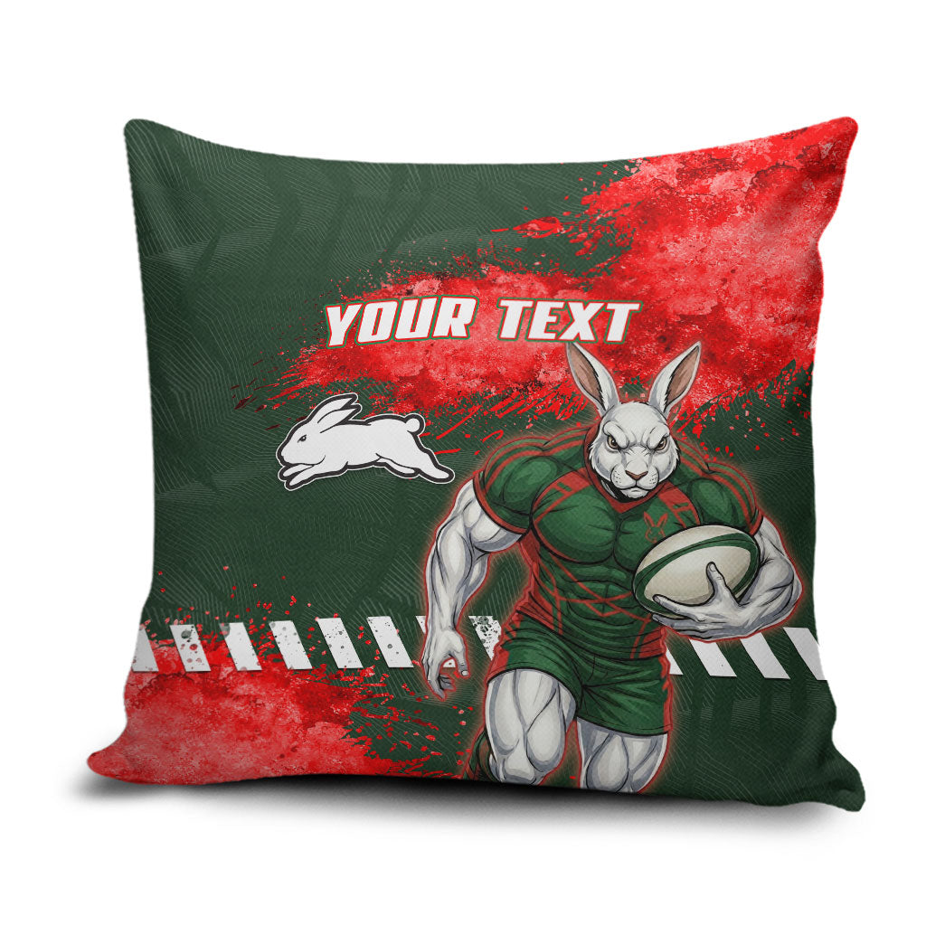 Personalised South Sydney Rabbitohs Rugby Pillow Cover Rabbits Mascot - Sporty Splash Art Style