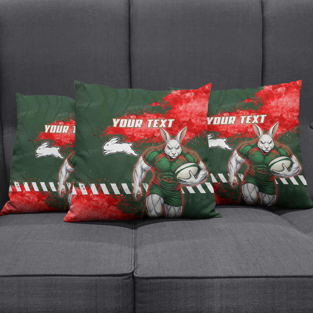 Personalised South Sydney Rabbitohs Rugby Pillow Cover Rabbits Mascot - Sporty Splash Art Style