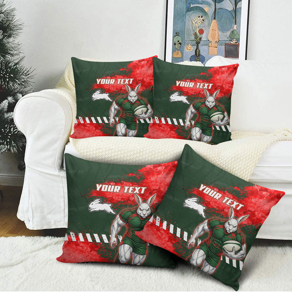 Personalised South Sydney Rabbitohs Rugby Pillow Cover Rabbits Mascot - Sporty Splash Art Style
