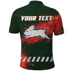 Personalised South Sydney Rabbitohs Rugby Polo Shirt Rabbits Mascot - Sporty Splash Art Style