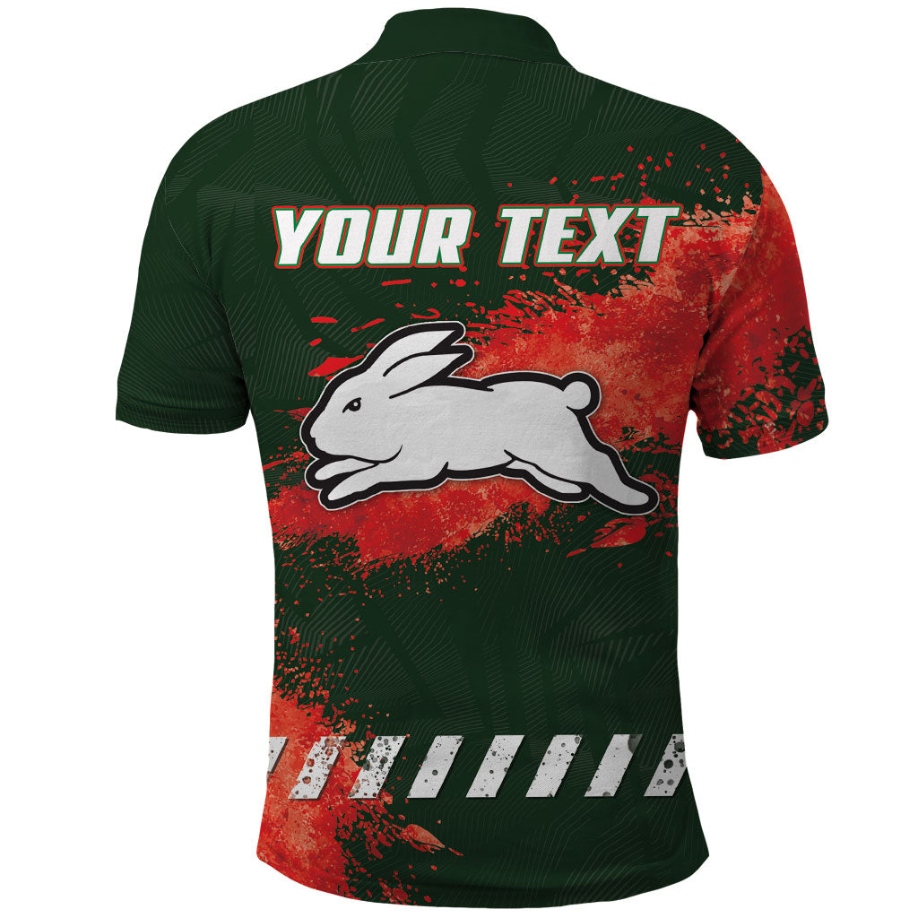 Personalised South Sydney Rabbitohs Rugby Polo Shirt Rabbits Mascot - Sporty Splash Art Style