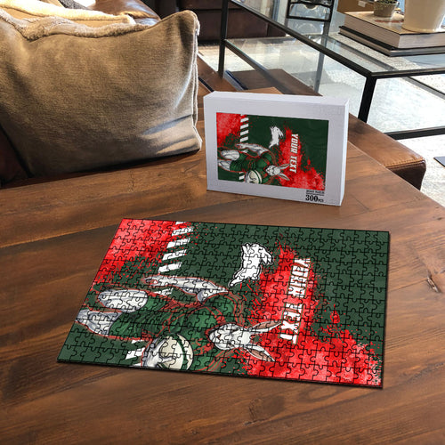 Personalised South Sydney Rabbitohs Rugby Puzzle Rabbits Mascot - Sporty Splash Art Style