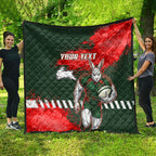 Personalised South Sydney Rabbitohs Rugby Quilt Rabbits Mascot - Sporty Splash Art Style