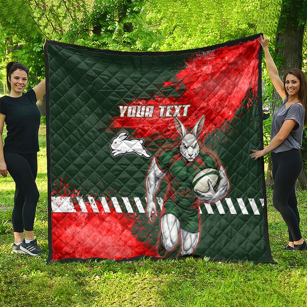 Personalised South Sydney Rabbitohs Rugby Quilt Rabbits Mascot - Sporty Splash Art Style