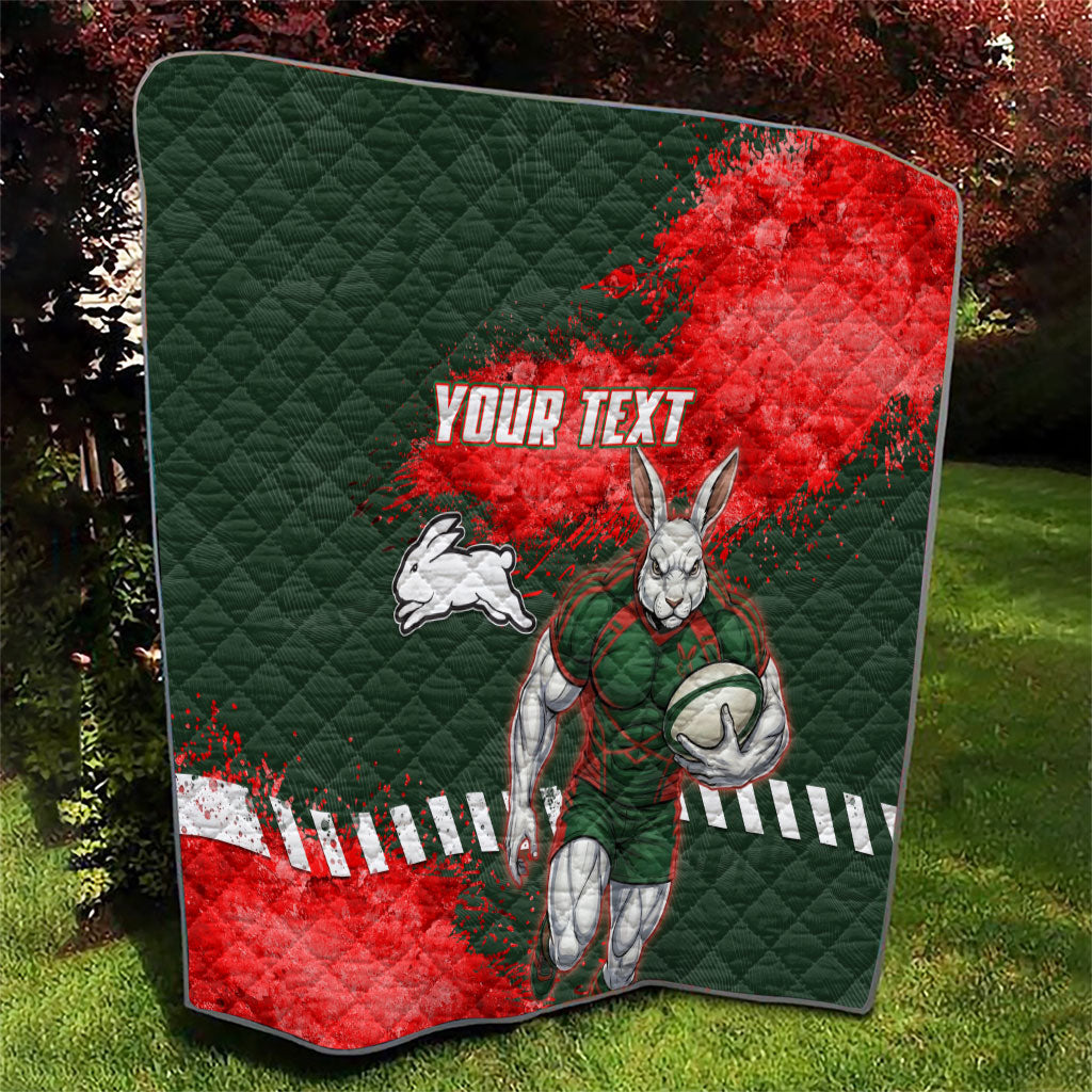 Personalised South Sydney Rabbitohs Rugby Quilt Rabbits Mascot - Sporty Splash Art Style