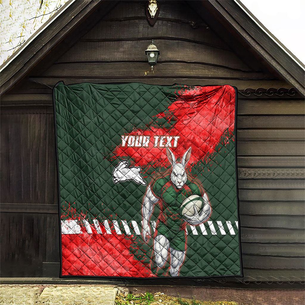 Personalised South Sydney Rabbitohs Rugby Quilt Rabbits Mascot - Sporty Splash Art Style