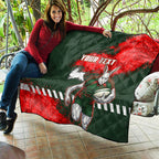 Personalised South Sydney Rabbitohs Rugby Quilt Rabbits Mascot - Sporty Splash Art Style