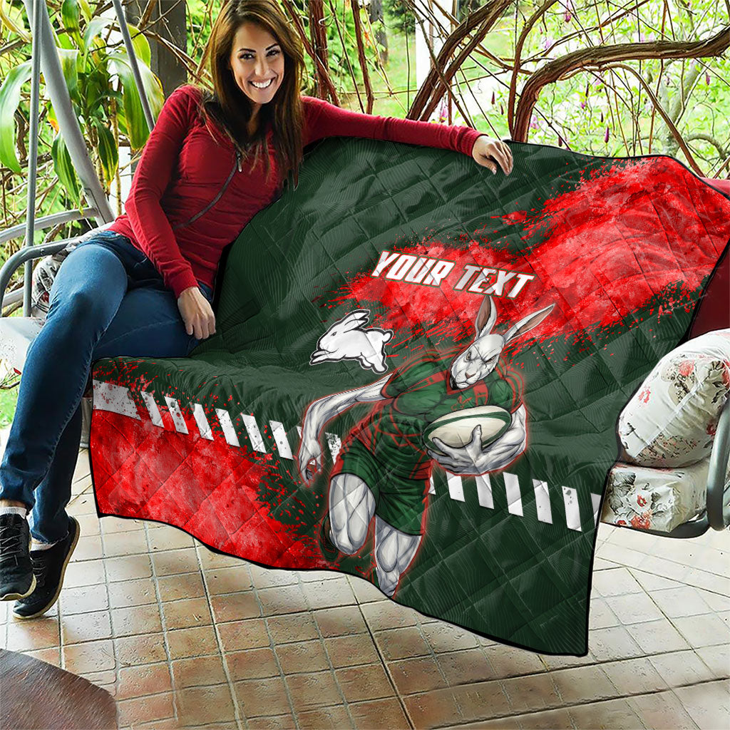 Personalised South Sydney Rabbitohs Rugby Quilt Rabbits Mascot - Sporty Splash Art Style