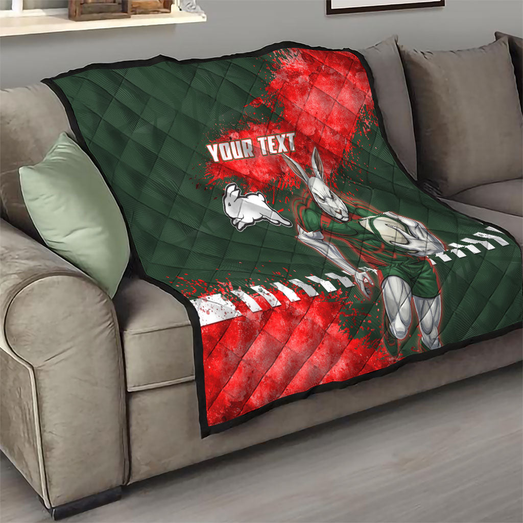 Personalised South Sydney Rabbitohs Rugby Quilt Rabbits Mascot - Sporty Splash Art Style