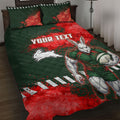 Personalised South Sydney Rabbitohs Rugby Quilt Bed Set Rabbits Mascot - Sporty Splash Art Style