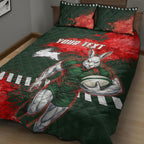 Personalised South Sydney Rabbitohs Rugby Quilt Bed Set Rabbits Mascot - Sporty Splash Art Style