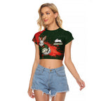 Personalised South Sydney Rabbitohs Rugby Raglan Cropped T Shirt Rabbits Mascot - Sporty Splash Art Style