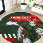 Personalised South Sydney Rabbitohs Rugby Round Carpet Rabbits Mascot - Sporty Splash Art Style