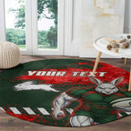 Personalised South Sydney Rabbitohs Rugby Round Carpet Rabbits Mascot - Sporty Splash Art Style